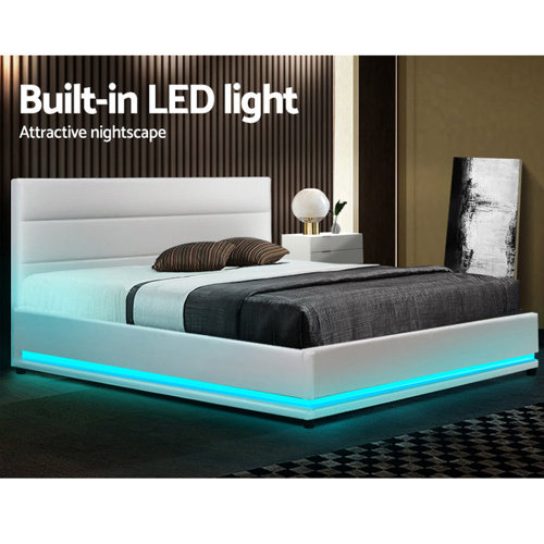 Metro Lane Wilburton LED Upholstered Ottoman Bed Frame & Reviews